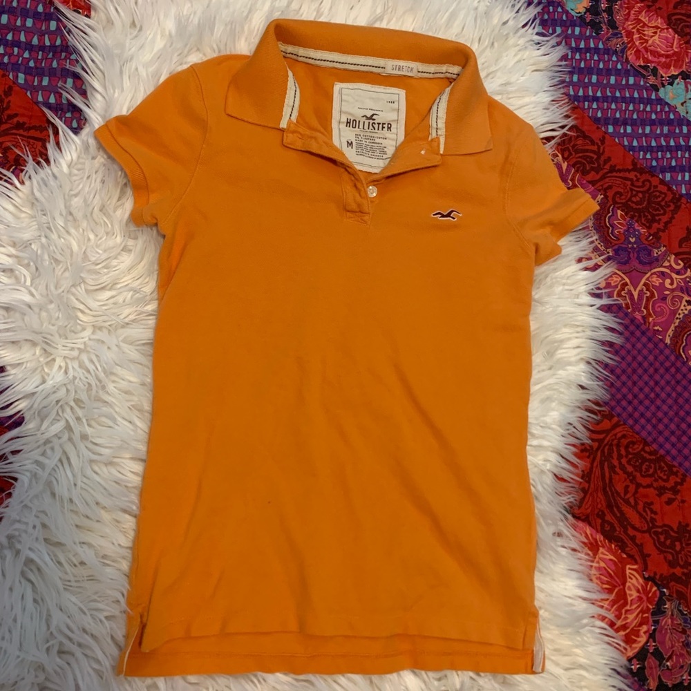 Hollister orange collared shirt